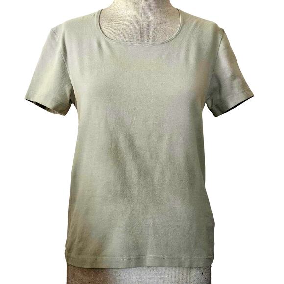 Olive Green Cotton Blend Short Sleeve Shirt Size Medium - Picture 1 of 4